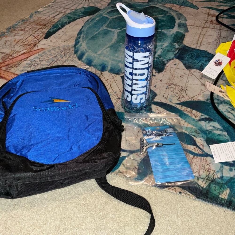 SeaWorld Backpack Official Orlando Lg., Cooling Gel Cup,2Whale Tail Necklace New